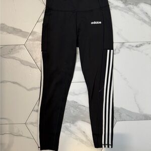 Adidas Kids Black and White Striped Leggings